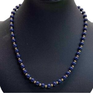 Vintage Monet Signed Blue and Gold Toned Beaded Necklace